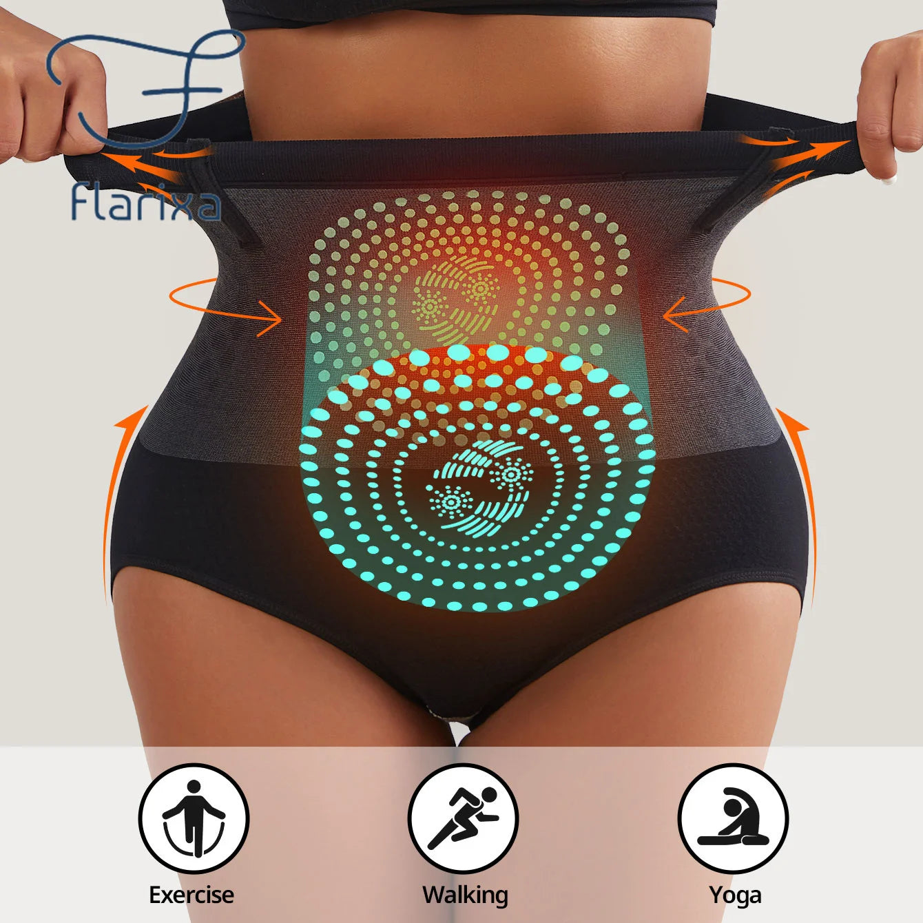 Flarixa 1/2/3 pièces sans couture femmes taille haute ventre contrôle culotte thérapie magnétique chaud utérus sous-vêtements corps façonnage slips