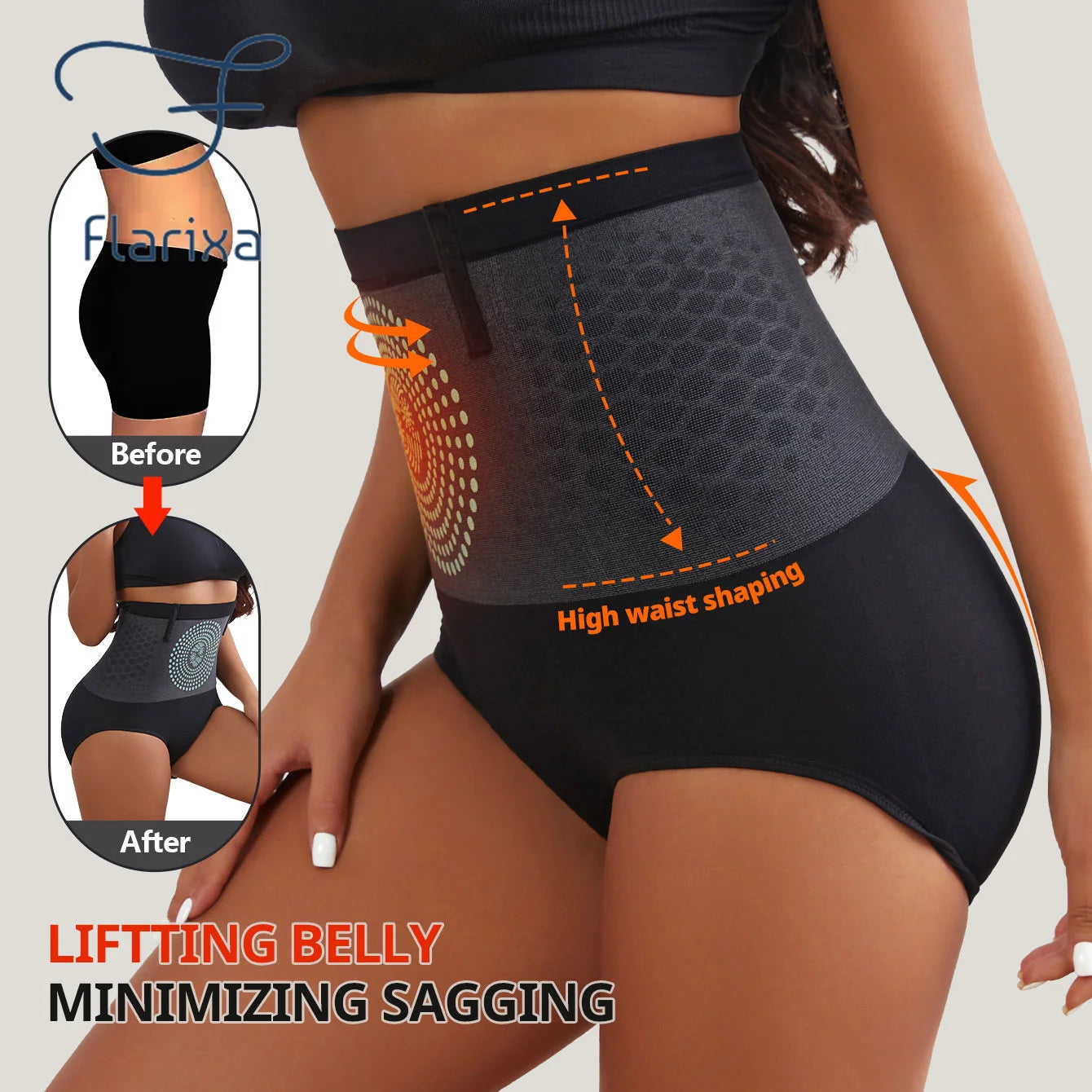 Flarixa 1/2/3 pièces sans couture femmes taille haute ventre contrôle culotte thérapie magnétique chaud utérus sous-vêtements corps façonnage slips