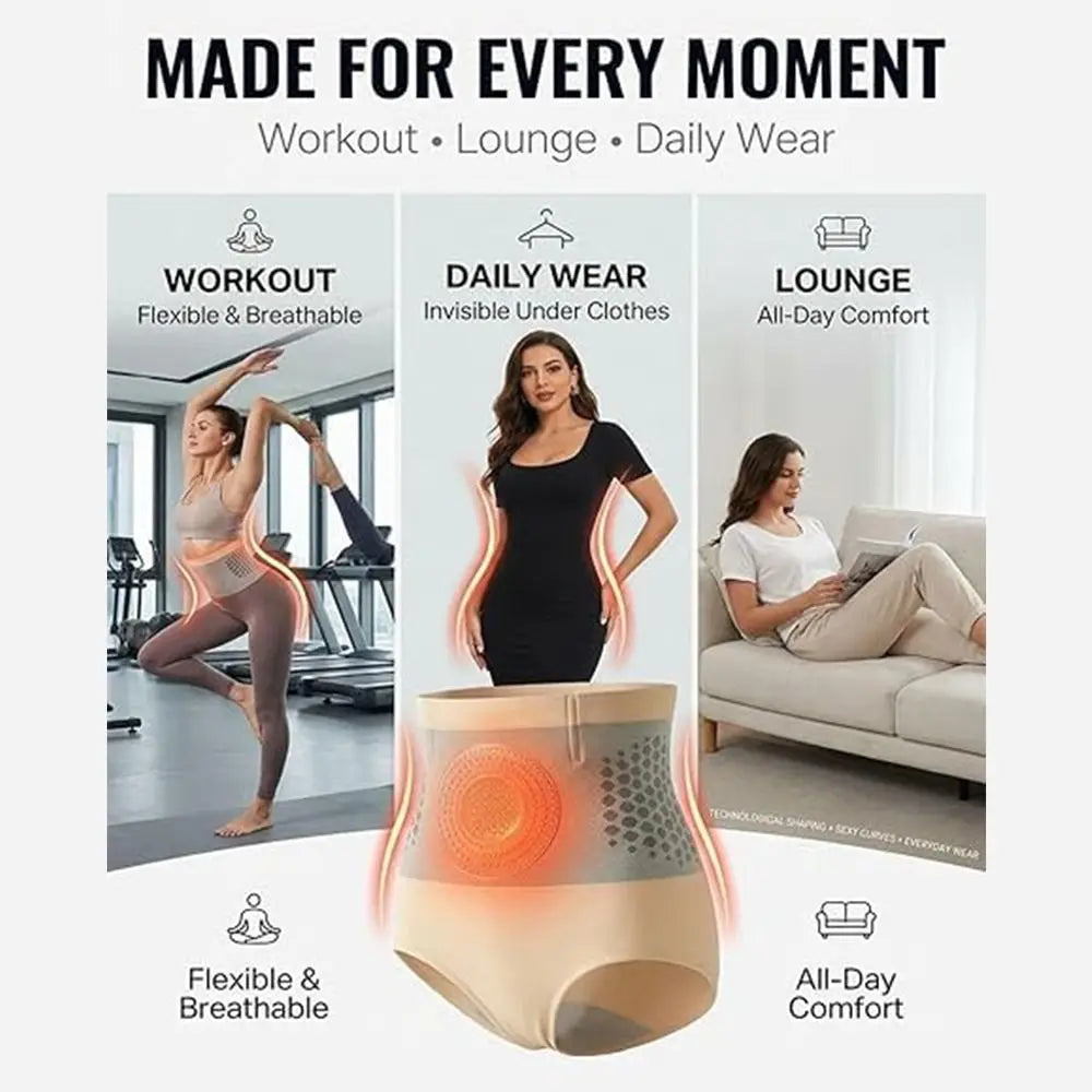 High Waisted Sculpting Shorts Abdominal Contraction Seamless Sculpting Fat-Burn Shorts Shapewear for Yoga Workout&Everyday Wear