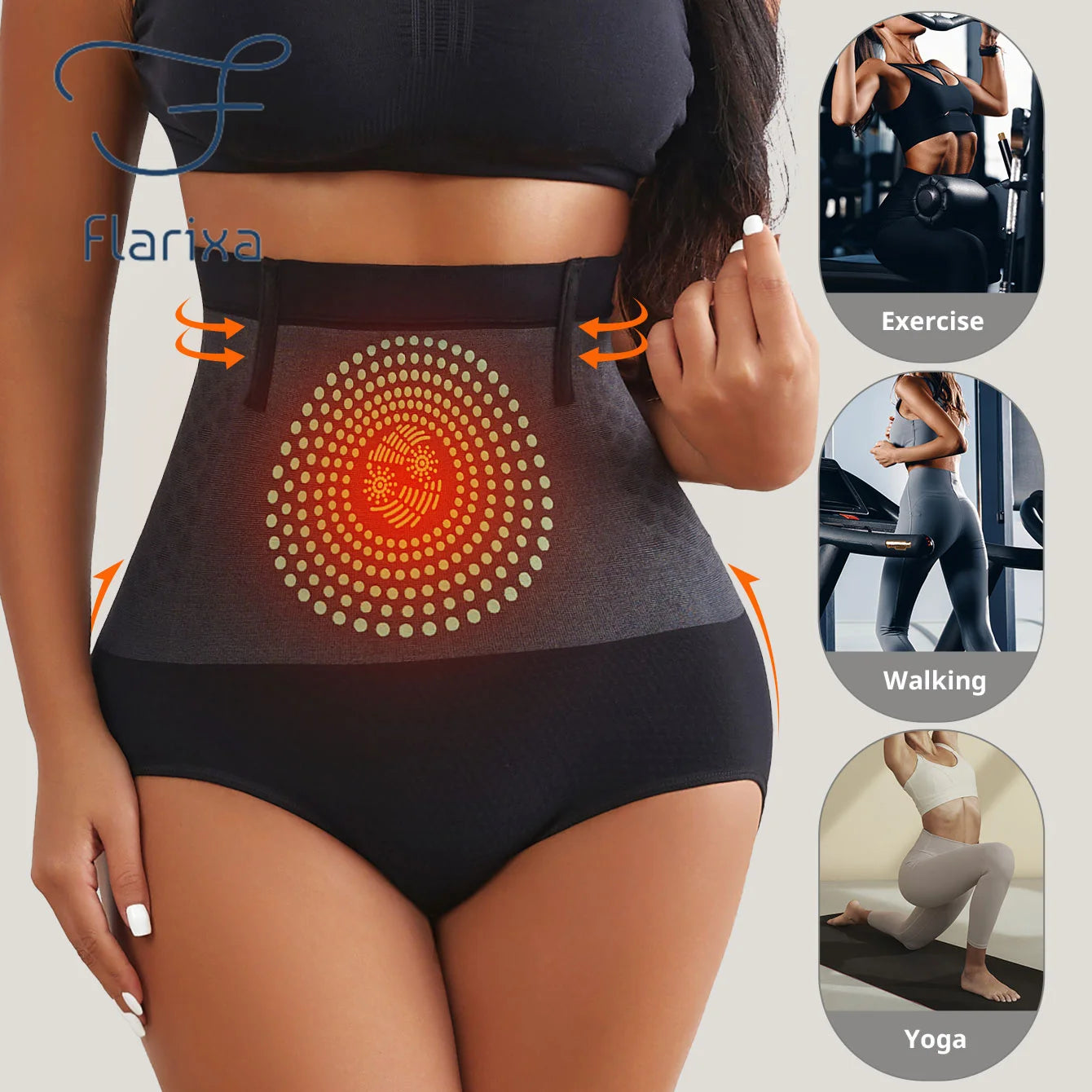 Flarixa 1/2/3 pièces sans couture femmes taille haute ventre contrôle culotte thérapie magnétique chaud utérus sous-vêtements corps façonnage slips