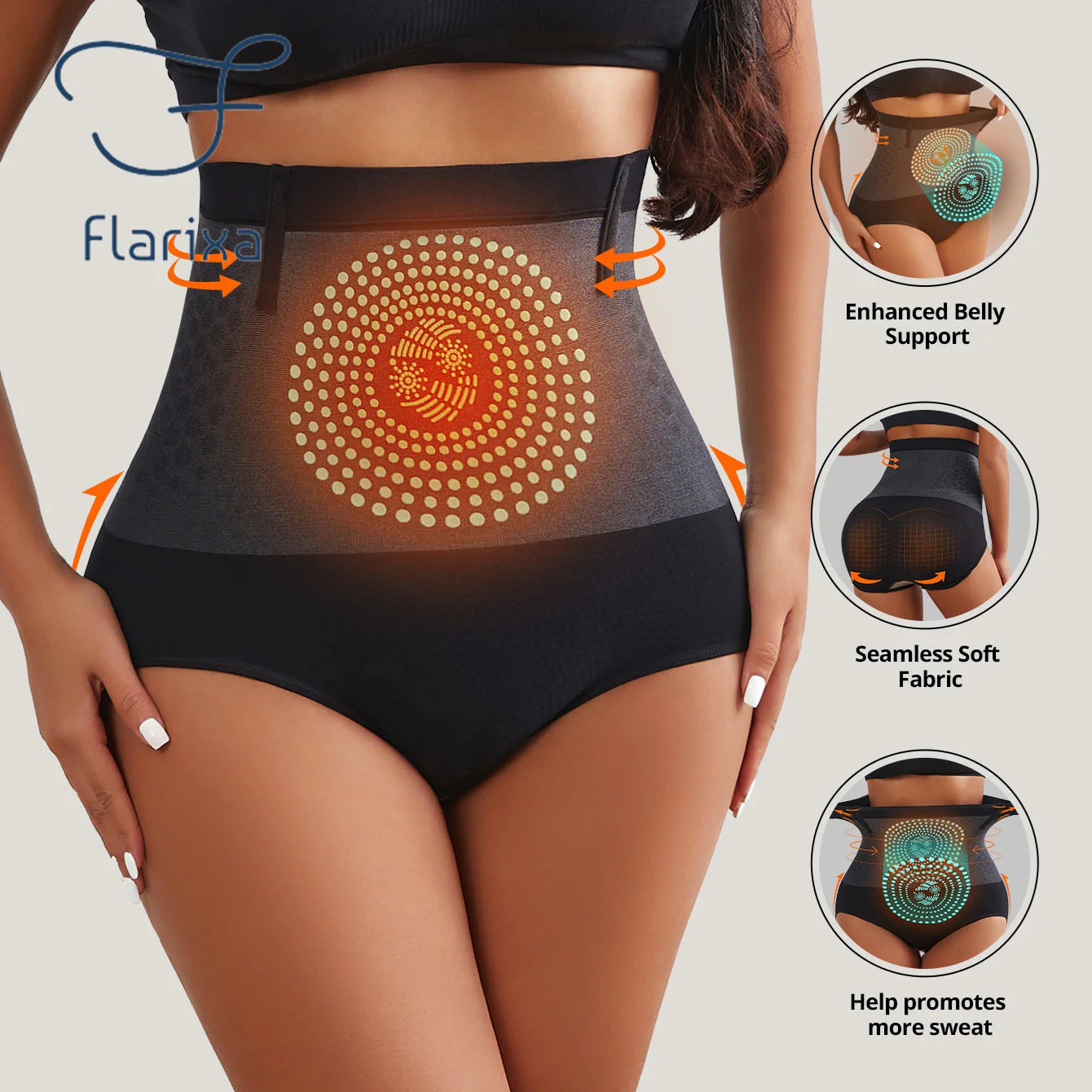 Flarixa 1/2/3 pièces sans couture femmes taille haute ventre contrôle culotte thérapie magnétique chaud utérus sous-vêtements corps façonnage slips